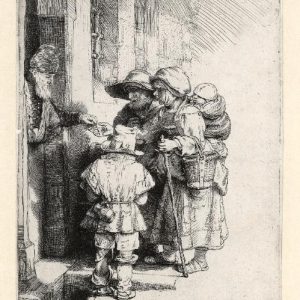 Rembrandt Ets, Bedelaars krijgen een aalmoes, 1648