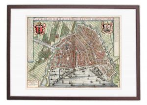 Oude kaart Amsterdam in 1649 van Johan Blaeu ingelijst