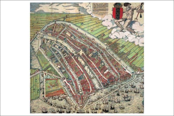 Oude kaart van Amsterdam in 1580