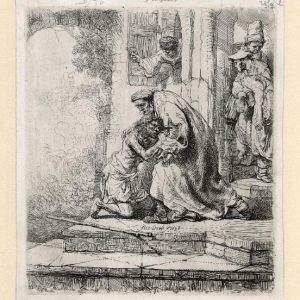 Rembrandt ets: de terugkeer van de verloren zoon, 1636