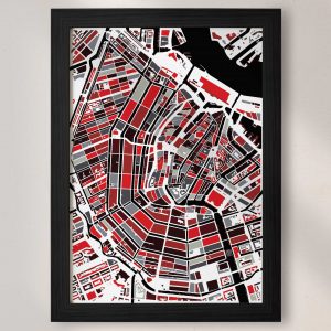 Amsterdam Rood Wit Mozaïek Stadskaart Plattegrond