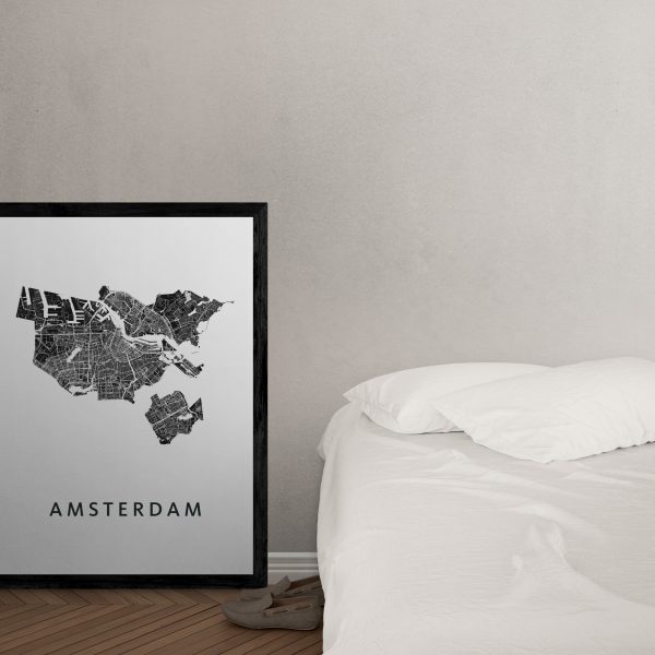 Amsterdam Stadskaart Plattegrond Poster - Wit