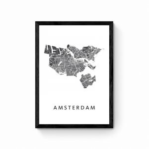 Amsterdam Stadskaart Plattegrond Poster Ingelijst