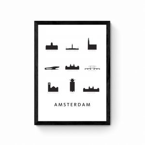 Amsterdamse Architectuur Poster - Wit