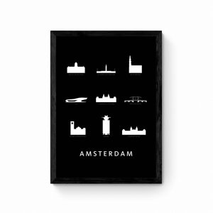 Amsterdamse Architectuur Poster - Zwart