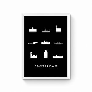 Amsterdamse Architectuur Poster - Zwart