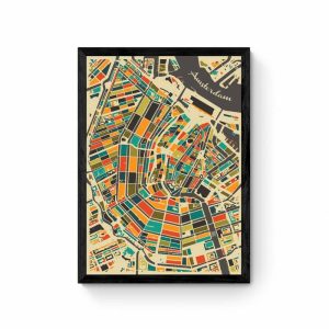 Amsterdam Stadskaart Plattegrond Poster - Herfstkleur