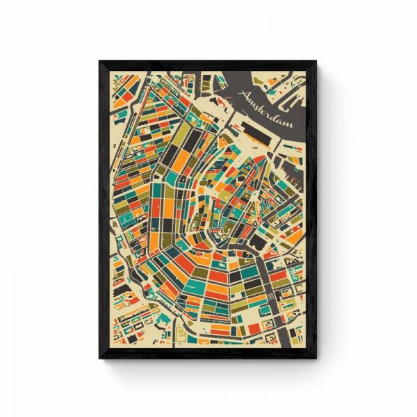 Amsterdam Stadskaart Plattegrond Poster - Herfstkleur