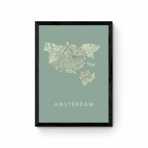 Amsterdam Stadskaart Plattegrond Poster - Olijf