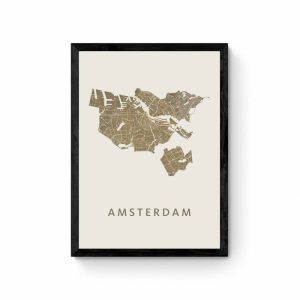 Amsterdam Stadskaart Plattegrond Poster - Goud