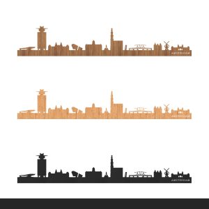 Amsterdam skyline - gelaserd hout