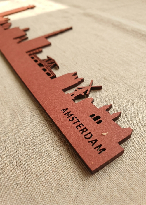 Houten Skyline van Amsterdam Rood MDF