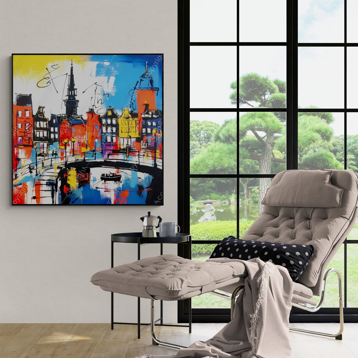Abstract Amsterdams stadsgezicht Herman Brood - Afbeelding 5