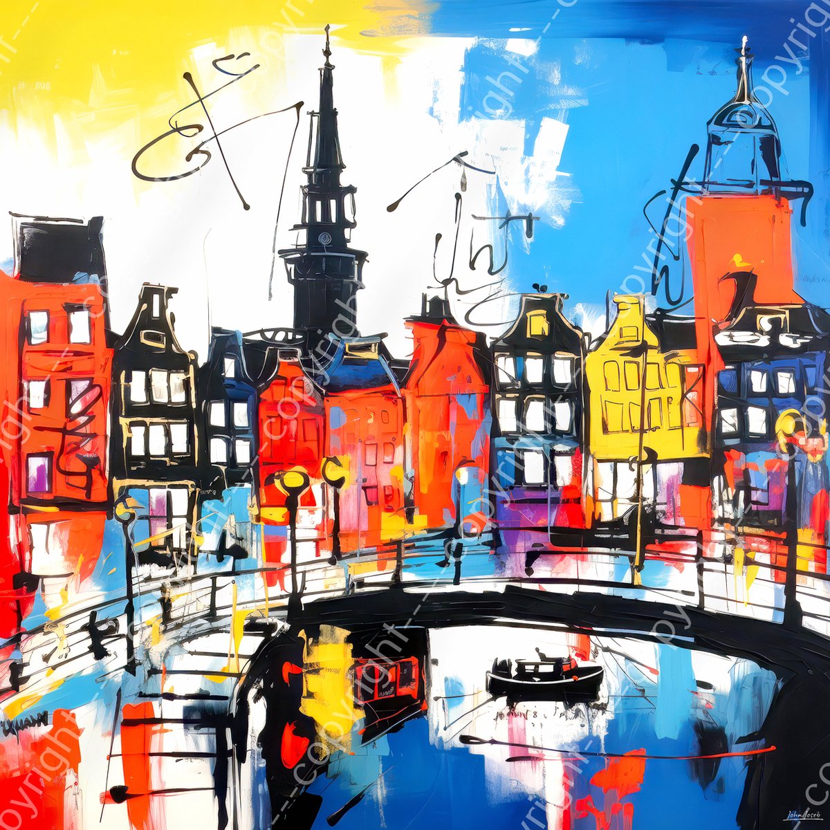 Abstract-Amsterdams -stadsgezicht-Herman Brood-