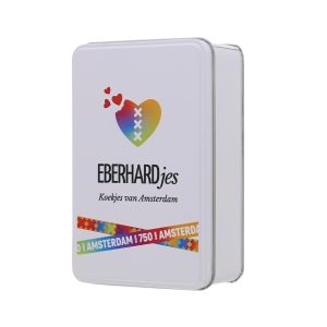 Vooraanzicht van Eberhardjes koekjes in collector’s item blik – Amsterdams premium relatiegeschenk