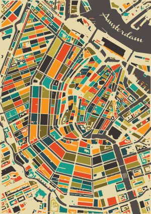 Amsterdam Stadskaart Plattegrond Print - Herfst