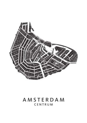 Amsterdam Centrum Wijkkaart Plattegrond Print