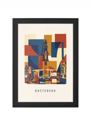 Abstract Amsterdam Print in zwarte lijst