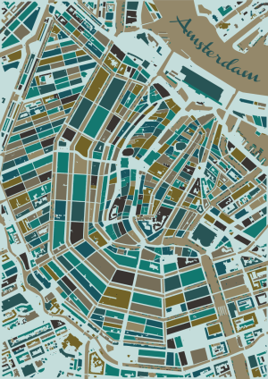 Amsterdam Stadskaart Plattegrond Print - Winter